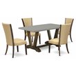 Pemberly Row 5-Piece Wood Dining Set with Acacia Wood Frame in Brown Finish