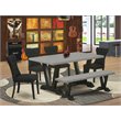 Pemberly Row 6-Piece Rubber Wood Dining Set in Black and Cement
