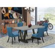 Pemberly Row 5-Piece Wood Dining Table with Tufted Fabric Chairs in Black