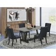 Pemberly Row 5-Piece Wood Dining Set with Cement and Black Finish