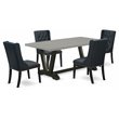 Pemberly Row 5-Piece Wood Dining Set with Cement and Black Finish