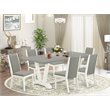 Pemberly Row 7-Piece Asian Wood Dinette Set in White and Shitake