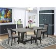 Pemberly Row 5-Piece Modern Rubberwood Dining Set in Cement & Dark Gray