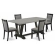Pemberly Row 5-Piece Modern Rubberwood Dining Set in Cement & Dark Gray