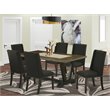 Pemberly Row 7-Piece Wood Kitchen Set with Linen Upholstered Seats in Black