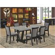 Pemberly Row 7-Piece Rubberwood Dining Set in Dark Gray/Cement/Black