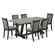 Pemberly Row 7-Piece Rubberwood Dining Set in Dark Gray/Cement/Black