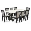 Pemberly Row 9-Piece Acacia Wood Dining Set in Linen White/Black & Shitake