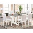 Pemberly Row 7-Piece Dining Set with Acacia Wood Frame in Cement and Cream