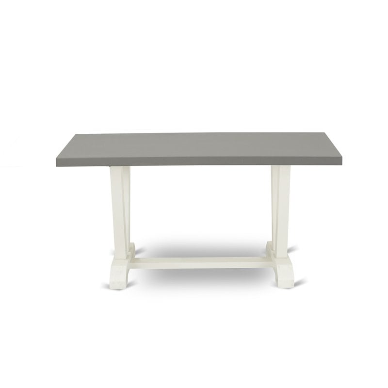 Pemberly Row 7-Piece Dining Set with Acacia Wood Frame in Cement and Cream
