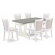 Pemberly Row 7-Piece Dining Set with Acacia Wood Frame in Cement and Cream