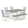 Pemberly Row 6-Piece Wood Dinette Table Set in Linen White Finish