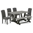 Pemberly Row 6-Piece Wood Dining Set in Gotham Gray and Cement Finish