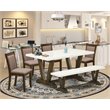 Pemberly Row 6-Piece Acacia Wood Dining Set in Coffee and Linen White