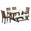 Pemberly Row 6-Piece Acacia Wood Dining Set in Coffee and Linen White