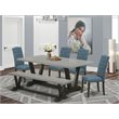 Pemberly Row 6-Piece Wood Dining Set in Blue Cement and Black