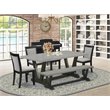 Pemberly Row 6-Piece Wood Dining Set in Shitake Gray Cement and Black