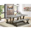 Pemberly Row 3-Piece Wood Dining Set with Benches in Jacobean Brown