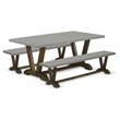 Pemberly Row 3-Piece Wood Dining Set with Benches in Jacobean Brown