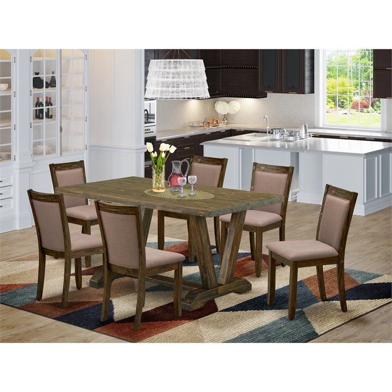 Pemberly Row 7-Piece Acacia Wood Dining Set in Jacobean and Coffee Finish