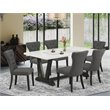 Pemberly Row 7-Piece Rubber Wood Dining Set in Linen White and Gotham Gray