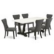 Pemberly Row 7-Piece Rubber Wood Dining Set in Linen White and Gotham Gray