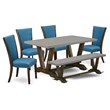Pemberly Row 6-Piece Asian Wood Dining Set in Black and Jacobean Brown