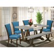 Pemberly Row 6-Piece Asian Wood Dining Set in Black and Jacobean Brown