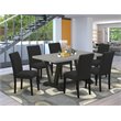 Pemberly Row 7-Piece Wood Dining Set with Modern Chairs in Black/Cement