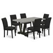 Pemberly Row 7-Piece Wood Dining Set with Modern Chairs in Black/Cement