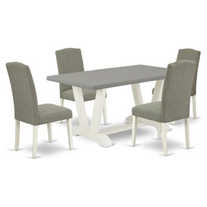 Pemberly Row 5-Piece Dinette Set with Parson Chairs in Linen White