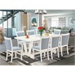 Pemberly Row 9-Piece Rubberwood Dining Set in Baby Blue and White