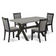 Pemberly Row 5-Piece Acacia Wood Dining Set in Cement/Black/Gray Finish