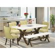 Pemberly Row 6-Piece Wood Dining Set in Linen White/Jacobean Brown