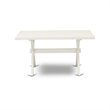 Pemberly Row 6-Piece Dining Set with Wooden Bench in White and Baby Blue