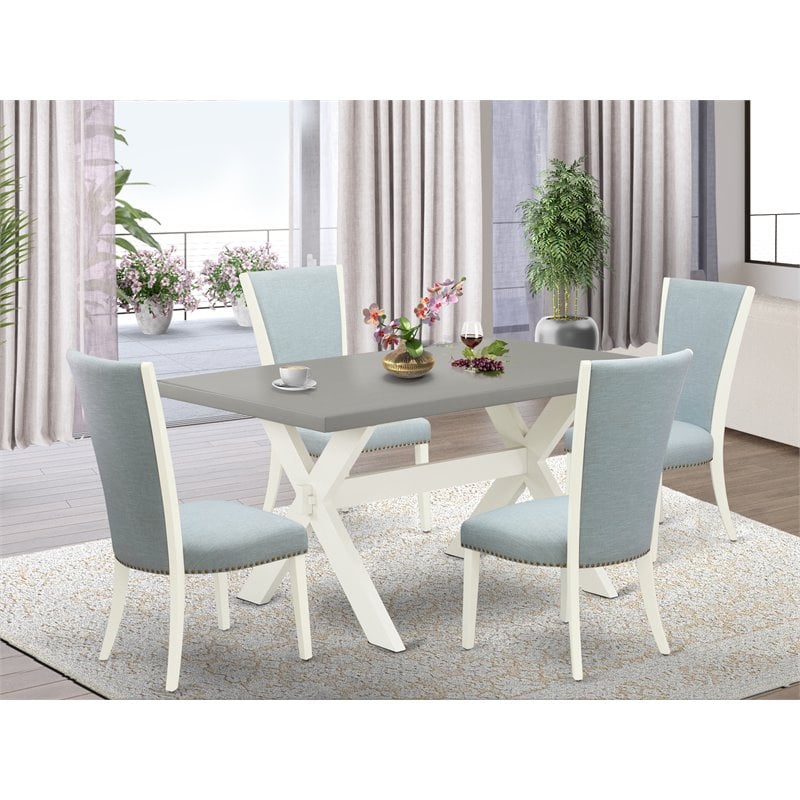 Pemberly Row 5-Piece Wood Dining Set with Upholstered Seats in White