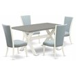 Pemberly Row 5-Piece Wood Dining Set with Upholstered Seats in White