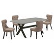 Pemberly Row 5-Piece Wood Dining Set with Linen Fabric Seat in Black