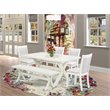Pemberly Row 6-Piece Acacia Wood Dining Set in Cream White with Bench