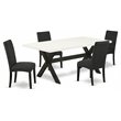 Pemberly Row 5-Piece Wood Dining Set in Linen White and Black
