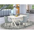 Pemberly Row 5-Piece Dining Set with Linen Seat in White and Baby Blue