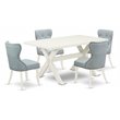 Pemberly Row 5-Piece Dining Set with Linen Seat in White and Baby Blue