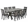 Pemberly Row 9-Piece Wood Dining Set with Cement Top and Gray Upholstery