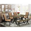 Pemberly Row 6-Piece Wood Dining Set with Black Finish and Sable Fabric