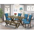 Pemberly Row 6-Piece Wooden Dining Set with Bench in Black/Brown Finish