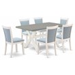 Pemberly Row 7-Piece Acacia Dining Set in Baby Blue Cement White Finish