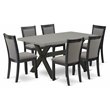 Pemberly Row 7-Piece Acacia Wood Dining Set in Cement and Dark Gray