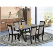 Pemberly Row 7-Piece Acacia Wood Dining Set in Cement and Shitake Gray