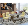 Pemberly Row 6-Piece Dining Set with Cement Top and Jacobean Wood Legs