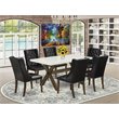 Pemberly Row 7-Piece Wood Dining Set with Jacobean Finish and PU Leather